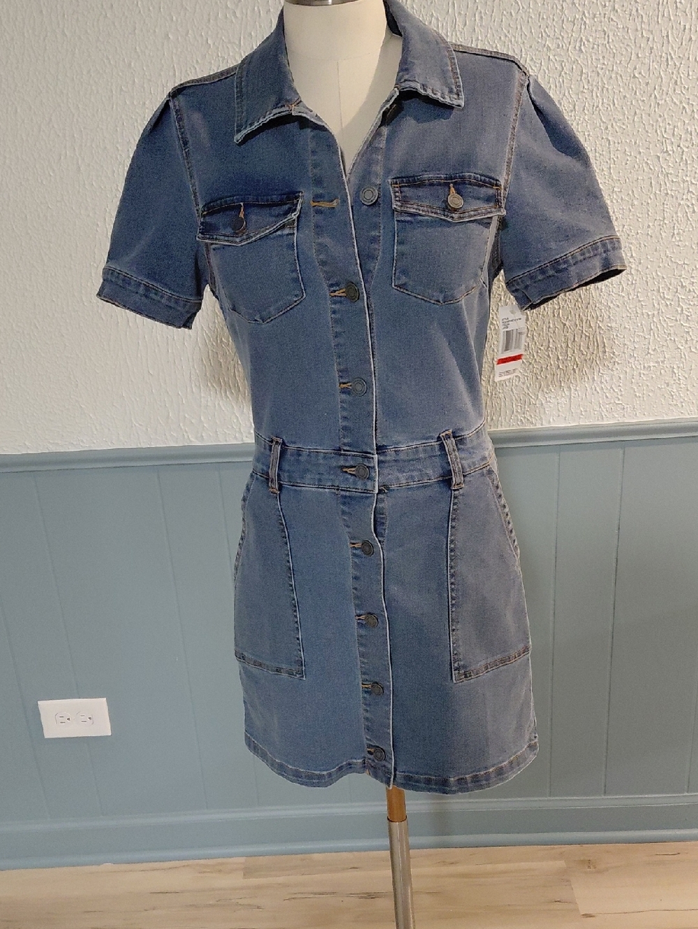 Habitual Blue Denim Button-Front Mini Dress